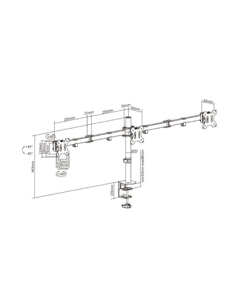 Soporte de Mesa para 3 Monitores Aisens DT27TSR-061/ Giratorio/ Inclinable/ hasta 7kg