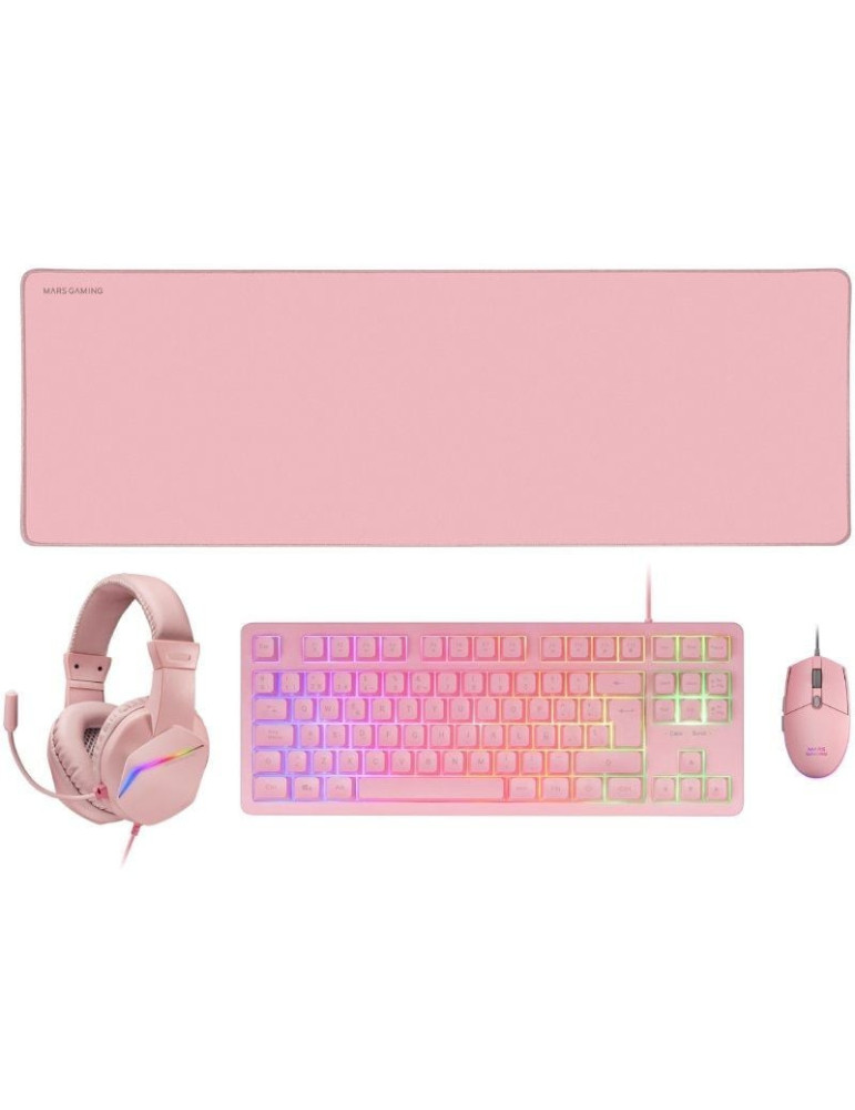 Pack Gaming Mars Gaming MCP-RGB3P/ Teclado RGB + Ratón Óptico + Alfombrilla XXL + Auriculares