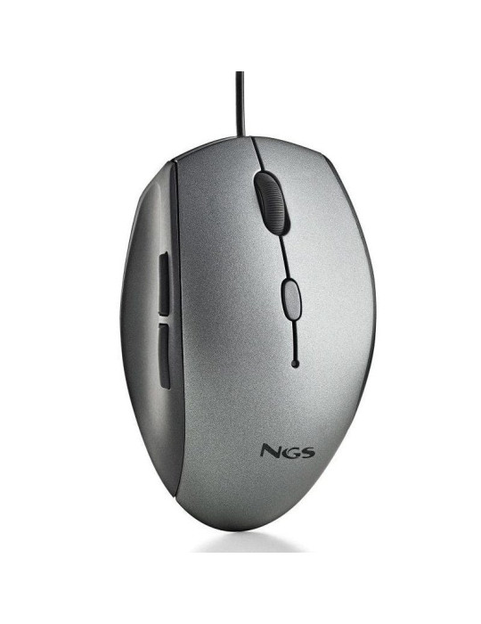 Ratón Ergonómico NGS Moth Gray/ Hasta 1600 DPI/ Gris