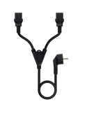 Cable Alimentación Nanocable 10.22.0100-L300/ Schuko Macho - 2 x C13 Hembra/ 3m/ Negro