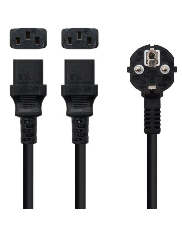 Cable Alimentación Nanocable 10.22.0100-L300/ Schuko Macho - 2 x C13 Hembra/ 3m/ Negro 2