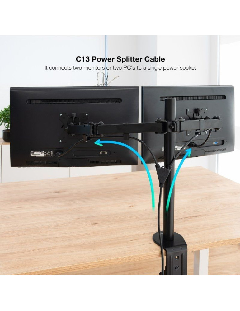 Cable Alimentación Nanocable 10.22.0100-L300/ Schuko Macho - 2 x C13 Hembra/ 3m/ Negro