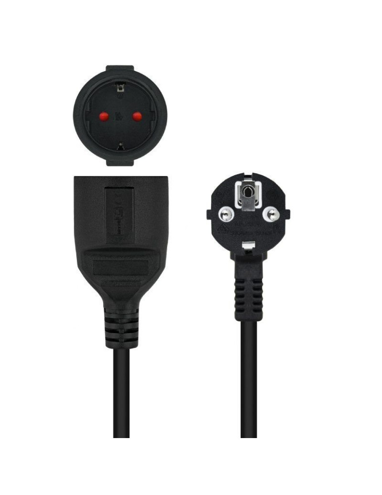 Cable Alargador de Corriente Nanocable 10.22.0610-BK/ Schuko Hembra - Schuko Macho/ 10m/ Negro