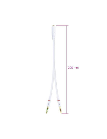 Cable Estéreo Nanocable 10.24.1203/ Jack 3.5 Hembra - 2x Jack 3.5 Macho/ 20cm/ Blanco 2