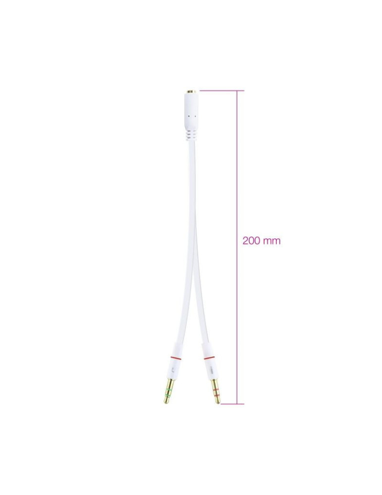 Cable Estéreo Nanocable 10.24.1203/ Jack 3.5 Hembra - 2x Jack 3.5 Macho/ 20cm/ Blanco