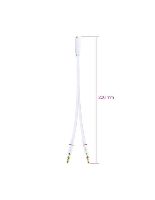 Cable Estéreo Nanocable 10.24.1203/ Jack 3.5 Hembra - 2x Jack 3.5 Macho/ 20cm/ Blanco