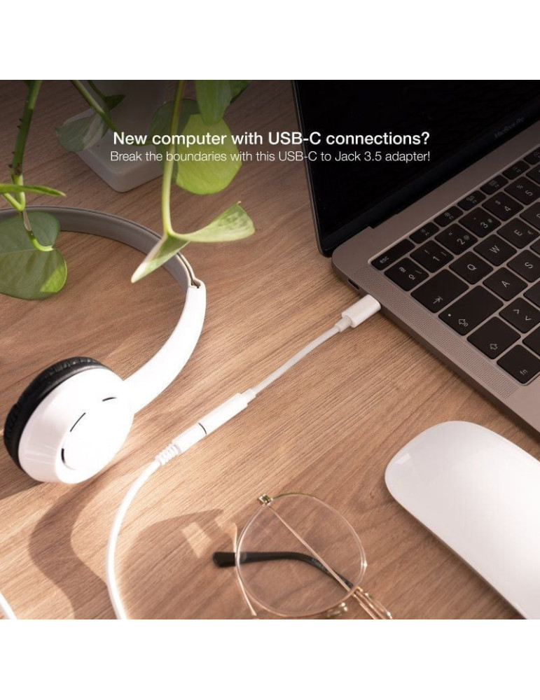 Conversor USB Tipo-C Nanocable 10.24.1205-W/ USB Tipo-C Macho - Jack 3.5 Hembra