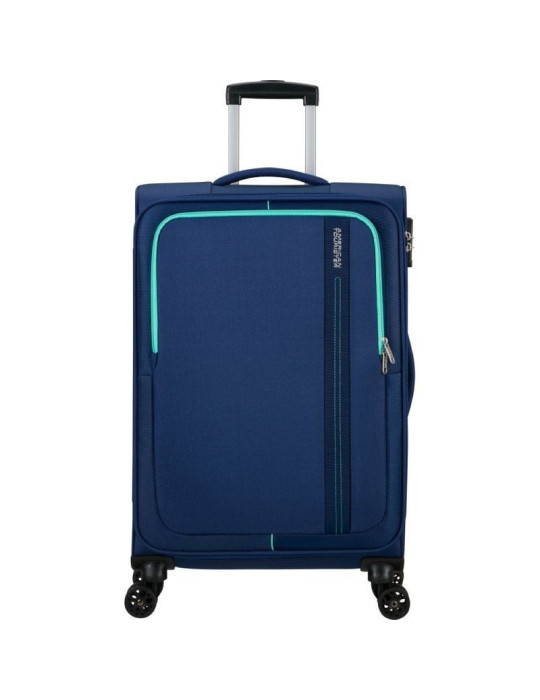 Maleta de Cabina American Tourister Sea Seeker Spinner 68cm/ 68x43x25cm/ 4 Ruedas/ Marino Combate