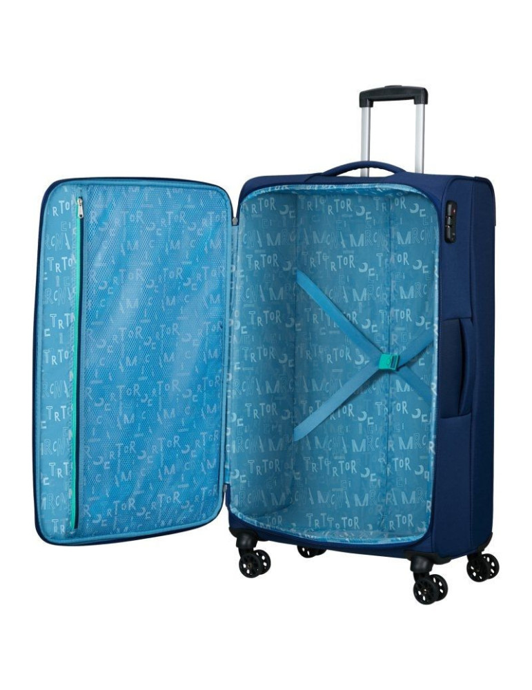 Maleta de Cabina American Tourister Sea Seeker Spinner 80cm/ 80x47.5x28.5cm/ 4 Ruedas/ Marino Combate