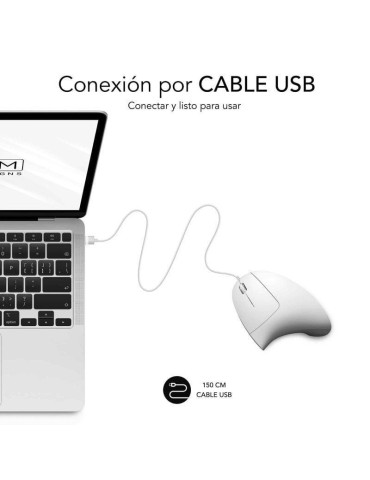 Ratón Vertical Subblim Glide Vertical Ergo Wired/ Hasta 1600 DPI/ Blanco 2