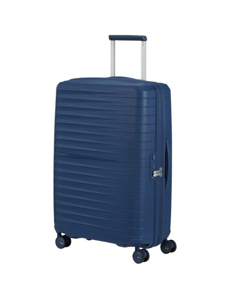 Maleta Mediana American Tourister FastForward Spinner Expansible 68cm/ 68x46x30cm/ 4 Ruedas/ Azul Marino