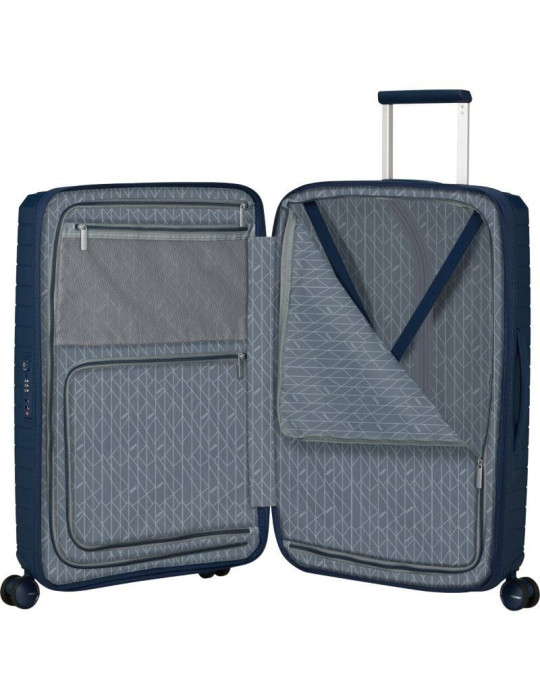 Maleta Mediana American Tourister FastForward Spinner Expansible 68cm/ 68x46x30cm/ 4 Ruedas/ Azul Marino