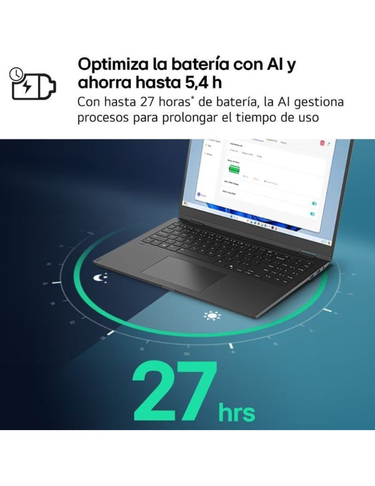 Portátil LG Gram 15ZD80T-G.AX55B Ryzen AI 5-340/ 16GB/ 512GB SSD/ 15.6"/ Sin Sistema Operativo