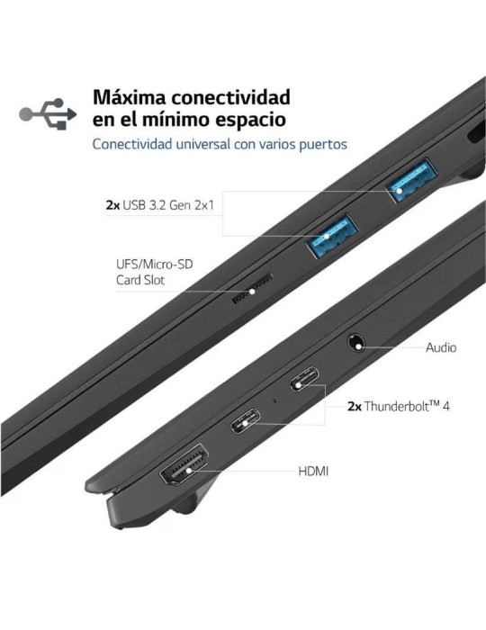 Portátil LG Gram 17Z90R-E.AD78B Intel Core i7-1360P/ 32GB/ 1TB SSD/ GeForce RTX 3050/ 17"/ Win11