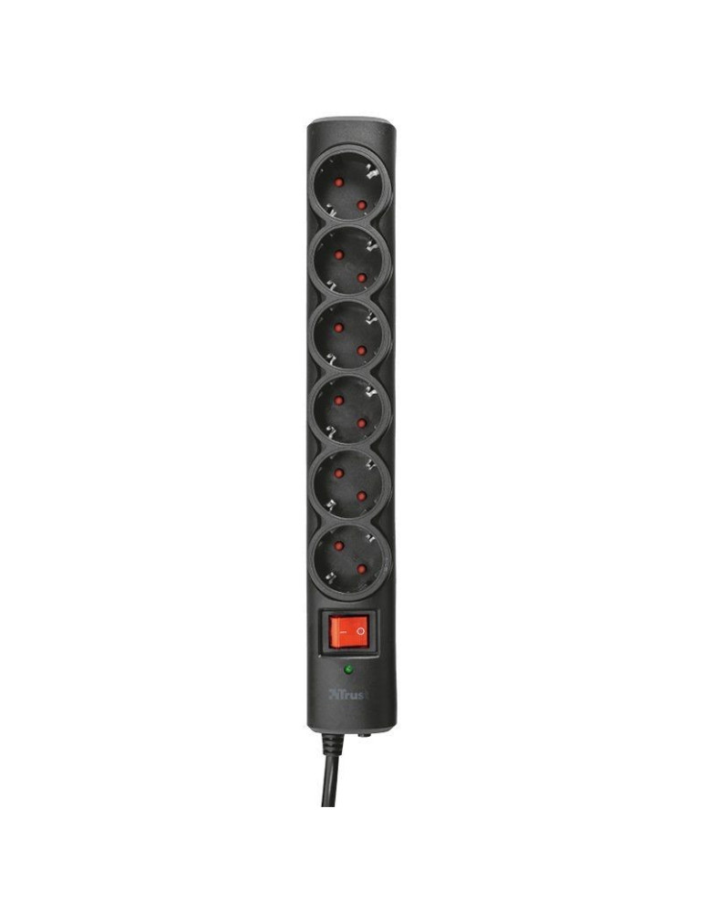 Regleta con interruptor Trust 21059/ 6 Tomas de corriente/ Cable 1.8m/ Negra