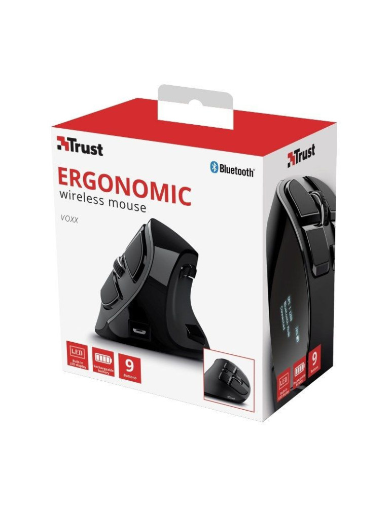 Ratón Vertical Inalámbrico por Bluetooth Trust Voxx/ Hasta 2400 DPI