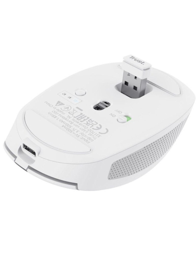 Ratón Inalámbrico por Bluetooth Trust Ozaa Compact Wireless/ Batería recargable/ Hasta 3200 DPI/ Blanco
