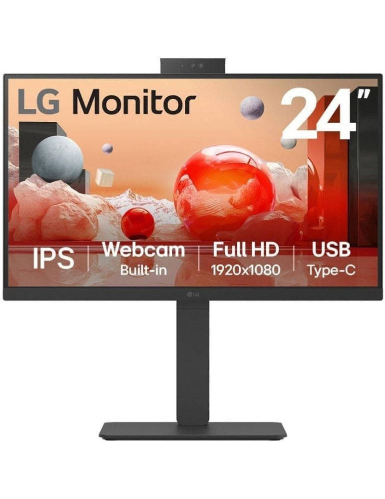 Monitor Profesional LG 24BA850-B 23.8"/ Full HD/ Webcam/ Multimedia/ Negro