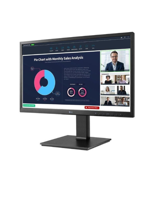 Monitor Profesional LG 24BP75CP-B 23.8"/ Full HD/ Webcam/ Multimedia/ Regulable en altura/ Negro
