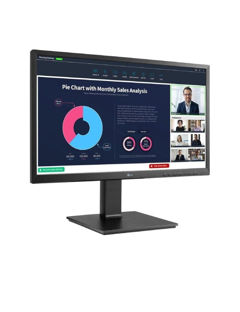 Monitor Profesional LG 24BP75CP-B 23.8"/ Full HD/ Webcam/ Multimedia/ Regulable en altura/ Negro