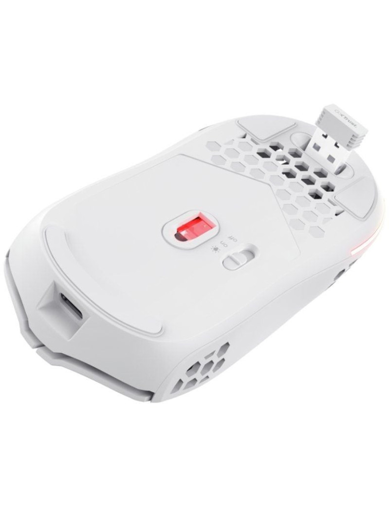 Ratón Gaming Inalámbrico Trust Gaming GXT 929 Helox/ Batería recargable/ Hasta 4800 DPI/ Blanco