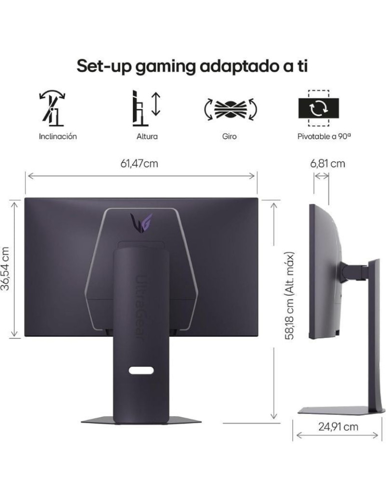 Monitor Gaming LG UltraGear 27G850A-B 27"/ 4K/ 1ms/ 240Hz/ IPS/ Regulable en altura/ Morado Grisáceo