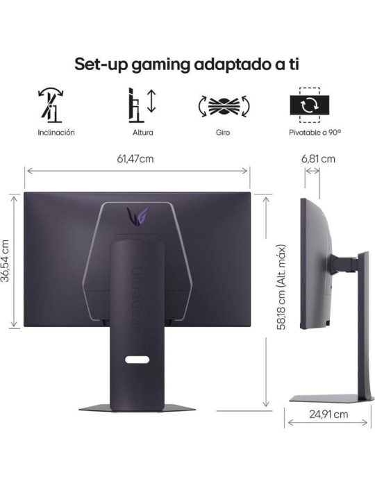Monitor Gaming LG UltraGear 27G850A-B 27"/ 4K/ 1ms/ 240Hz/ IPS/ Regulable en altura/ Morado Grisáceo