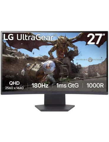 Monitor Gaming Curvo LG UltraGear 27GS60QC-B 27"/ QHD/ 1ms/ 180Hz/ VA/ Negro