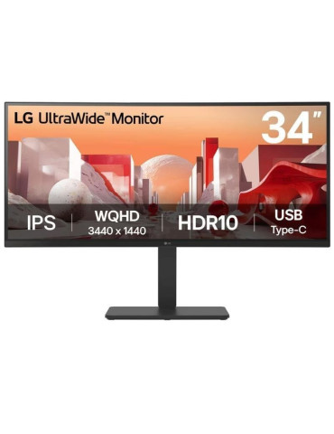 Monitor Profesional Ultrapanorámico Curvo LG UltraWide 34BA75QE-B 34"/ WQHD/ Multimedia/ Regulable en altura/ Negro