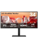 Monitor Profesional Ultrapanorámico Curvo LG UltraWide 34BA75QE-B 34"/ WQHD/ Multimedia/ Regulable en altura/ Negro
