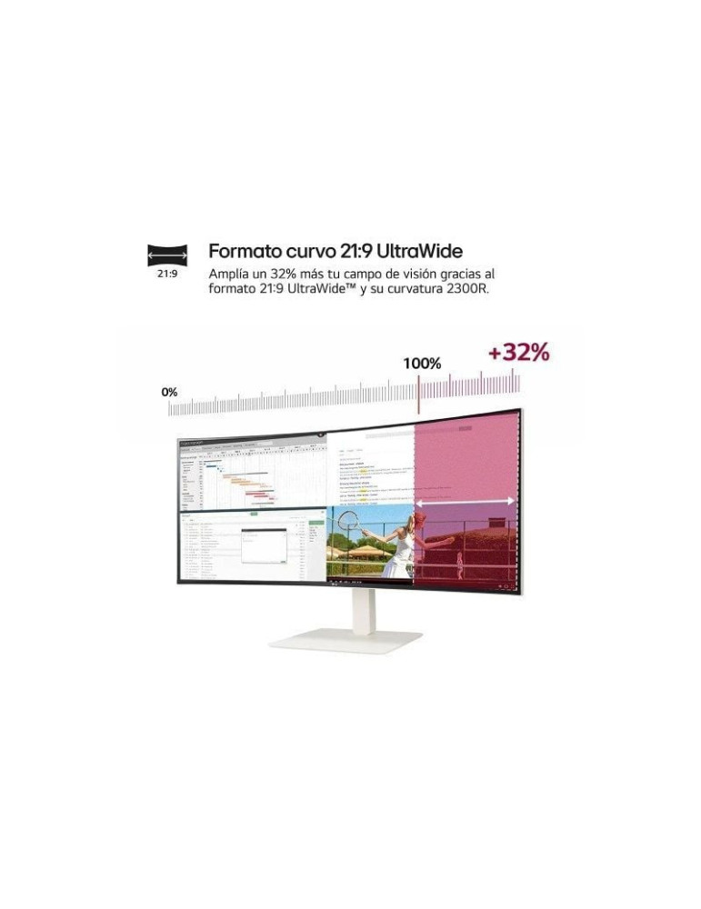 Monitor Profesional Ultrapanorámico Curvo LG UltraWide 38WR85QC-W 37.5"/ WQHD+/ Multimedia/ Blanco