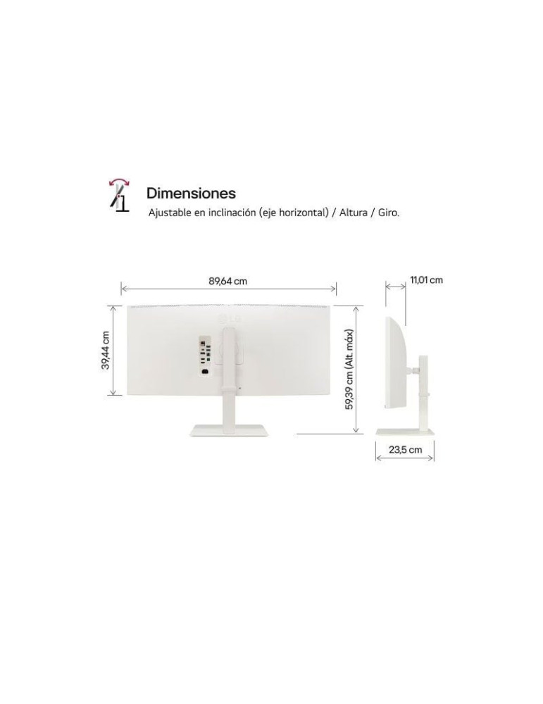 Monitor Profesional Ultrapanorámico Curvo LG UltraWide 38WR85QC-W 37.5"/ WQHD+/ Multimedia/ Blanco