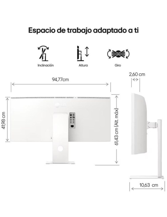 Monitor Gaming Ultraparonámico Curvo LG UltraGear 40U990A-W 40"/ 5K2K/ Multimedia/ 1ms/ 120Hz/ IPS/ Regulable en altura/ Blanco