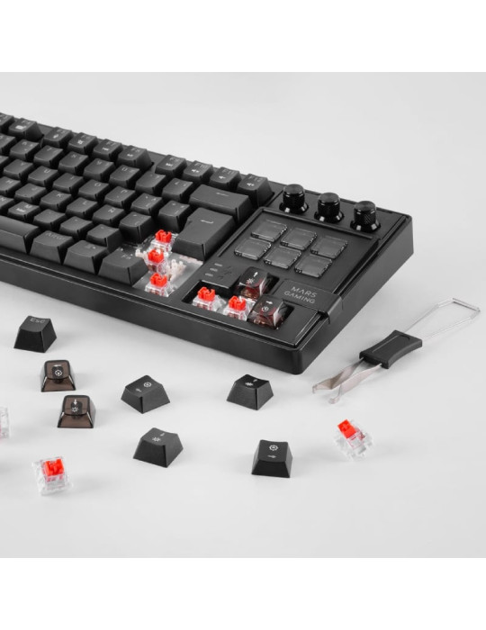 Teclado Gaming Mecánico Mars Gaming MK-MASTER/ Switch Rojo/ Negro/ Incluye SmartDeck