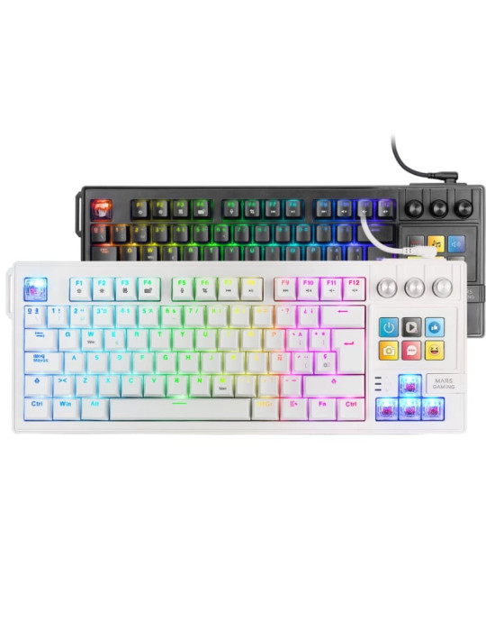 Teclado Gaming Mecánico Mars Gaming MK-MASTER/ Switch Rojo/ Blanco/ Incluye SmartDeck