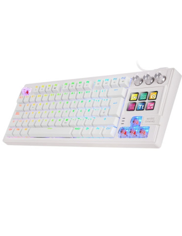 Teclado Gaming Mecánico Mars Gaming MK-MASTER/ Switch Rojo/ Blanco/ Incluye SmartDeck 2