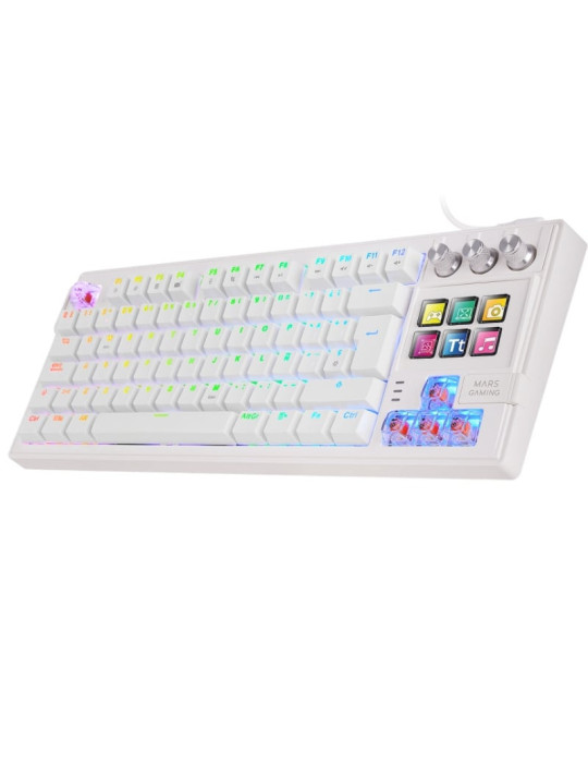 Teclado Gaming Mecánico Mars Gaming MK-MASTER/ Switch Rojo/ Blanco/ Incluye SmartDeck