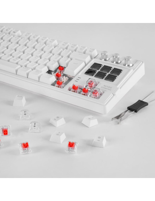 Teclado Gaming Mecánico Mars Gaming MK-MASTER/ Switch Rojo/ Blanco/ Incluye SmartDeck