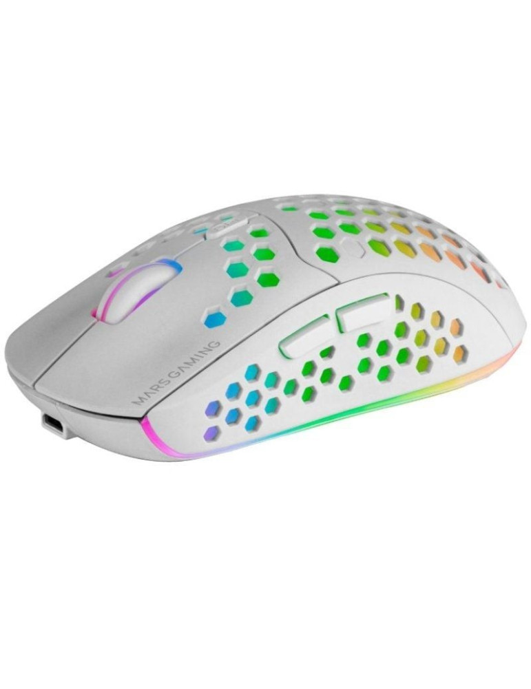 Ratón Gaming Inalámbrico Mars Gaming MMW3W/ Batería recargable/ Hasta 3200 DPI/ Blanco