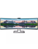 Monitor Profesional Ultrapanorámico Curvo Philips 499P9H 48.8"/ Dual QHD/ Webcam/ Multimedia/ Regulable en altura/ Negro