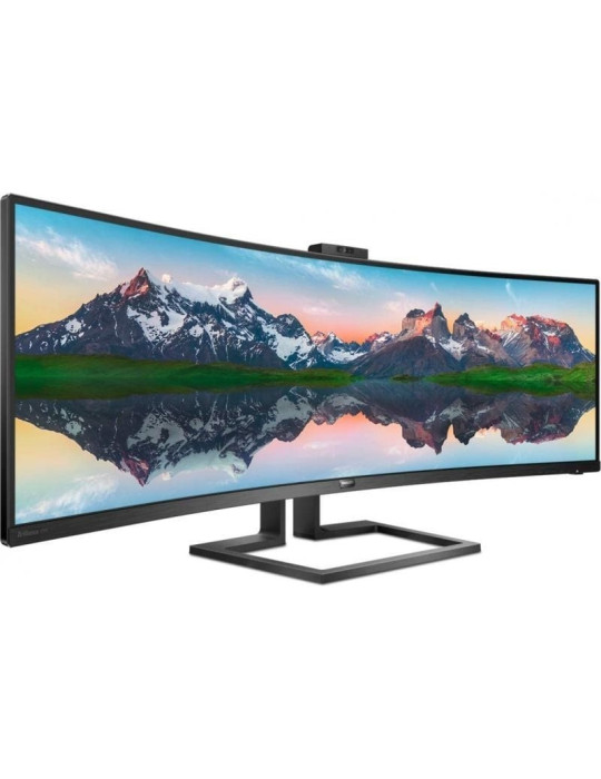 Monitor Profesional Ultrapanorámico Curvo Philips 499P9H 48.8"/ Dual QHD/ Webcam/ Multimedia/ Regulable en altura/ Negro
