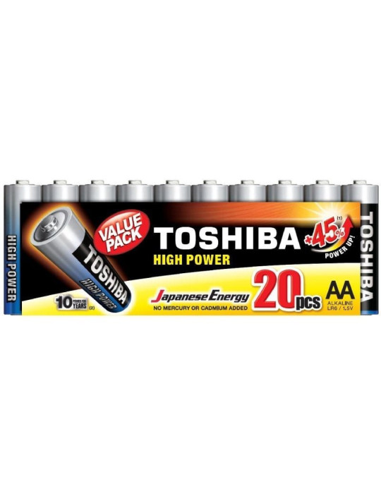 Pack de 20 Pilas AA Toshiba High Power LR6/ 1.5V/ Alcalinas