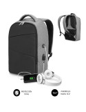 Mochila Subblim Secure V2 AP para Portátiles hasta 15.6"/ Puerto USB/ Antirrobo/ Repelente al agua/ Cinta para Trolley/ Gris