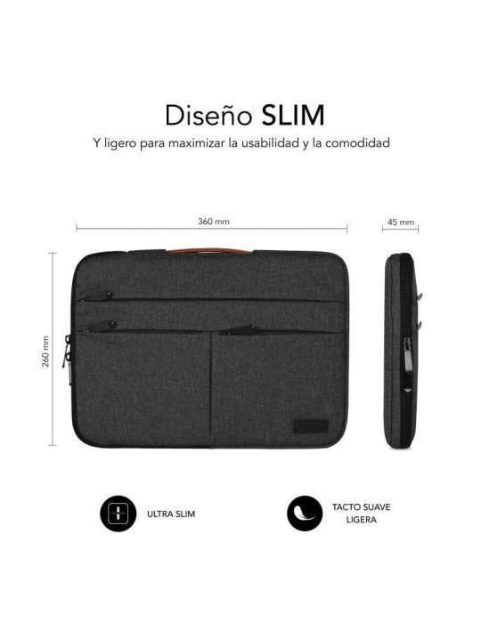 Funda Subblim Air Padding 360 Sleeve para Portátiles hasta 14"/ Gris Oscuro