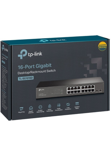 Switch TP-Link TL-SG1016DE/ 16 Puertos/ RJ45 10/100/1000 2