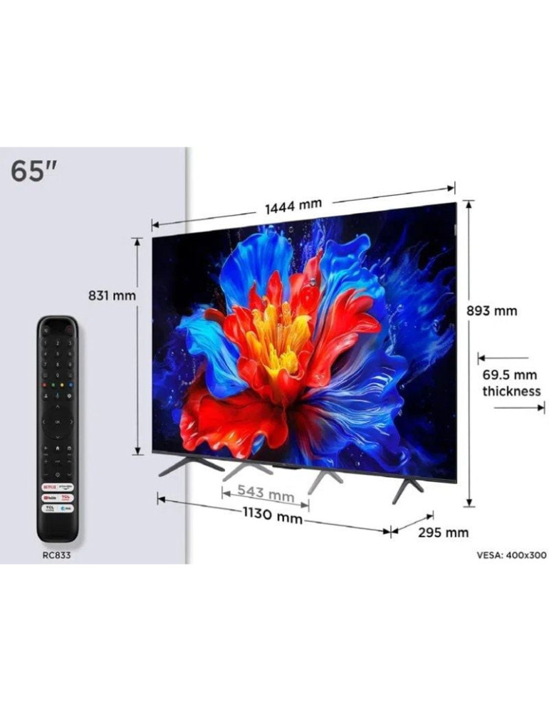 Televisor TCL QLED 65P8K 65"/ Ultra HD 4K/ Smart TV/ WiFi