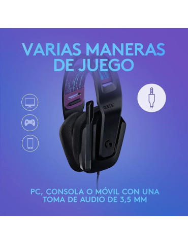 Auriculares Gaming con Micrófono Logitech G335/ Jack 3.5/ Negros 2