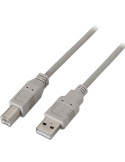 Cable USB 2.0 Impresora Aisens A101-0004/ USB Tipo-B Macho - USB Macho/ 4.5m/ Beige