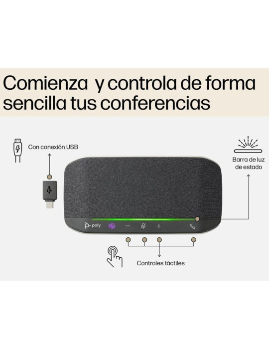 Altavoz Portátil para Conferencias Poly Sync 10 para Microsoft Teams/ USB-Bluetooth/ Negro