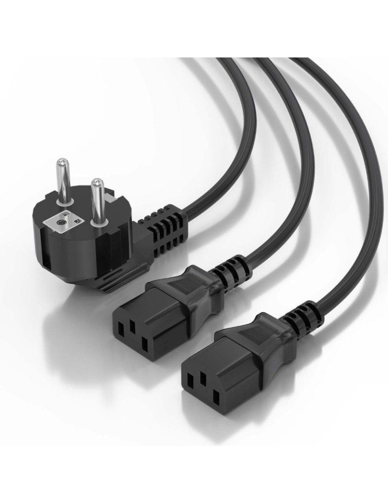 Cable Alimentación CPU Aisens A132-0864/ CEE7 Macho - 2x C13 Hembra/ 1.8m/ Negro